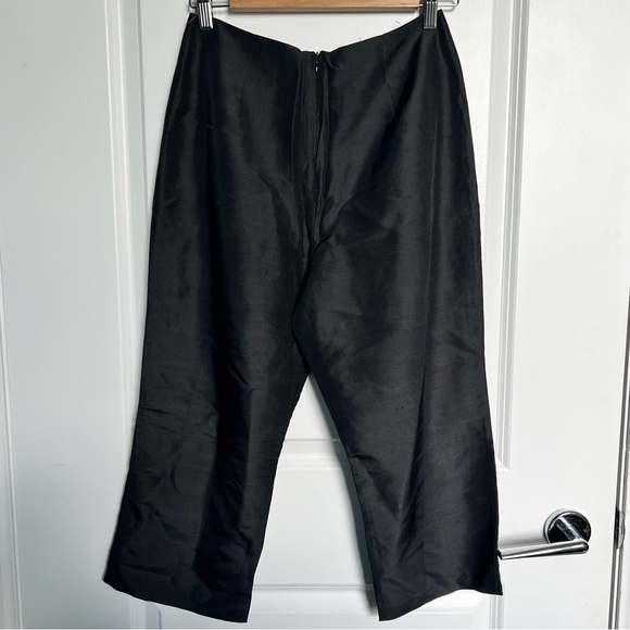 Y2K Era 50’s Style Pure Silk Black Cropped Pants - Picture 3 of 7